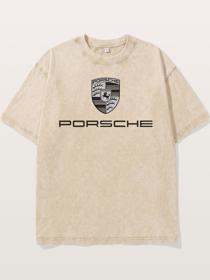 Monochrome Porsche Crest Washed T-shirt