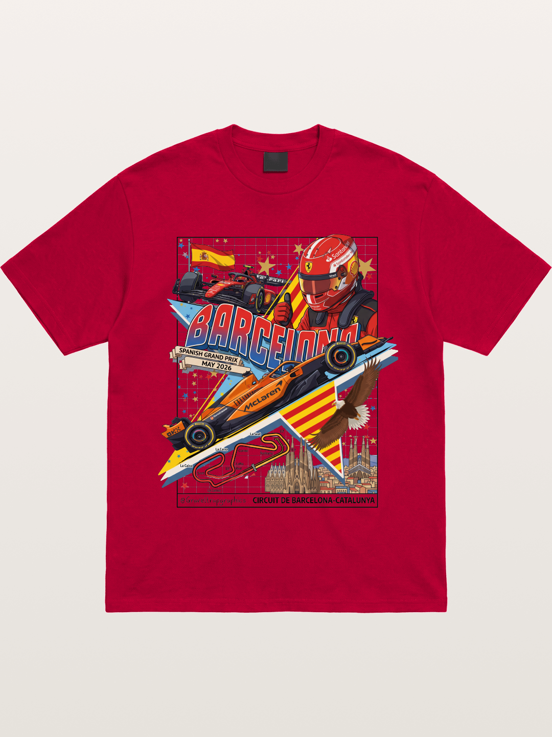 Barcelona GP Spanish Landmark Collage Gildan T-shirt