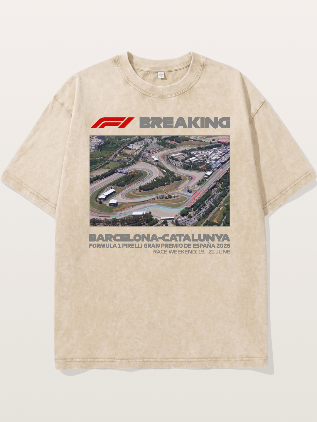 Barcelona Catalunya Track Aerial View Washed T-shirt