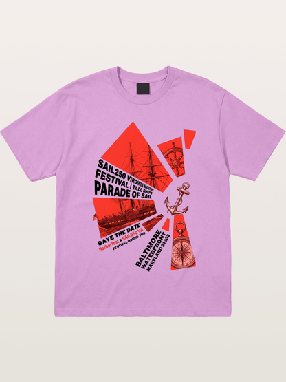 Pink Red Geometric Sail Poster Gildan T-shirt