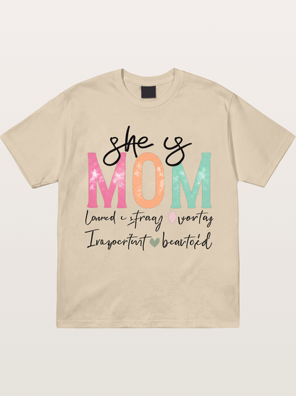 She is Mom Boho Pastel Print Gildan T-shirt