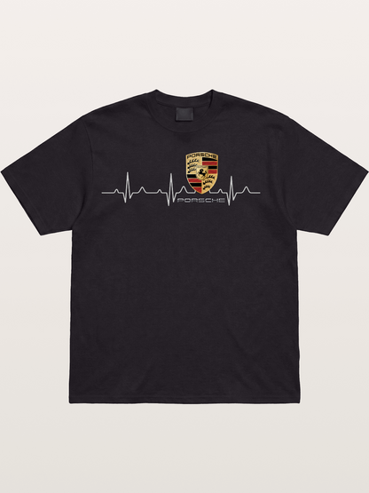 Porsche Heartbeat ECG Line Design Cotton T-shirt