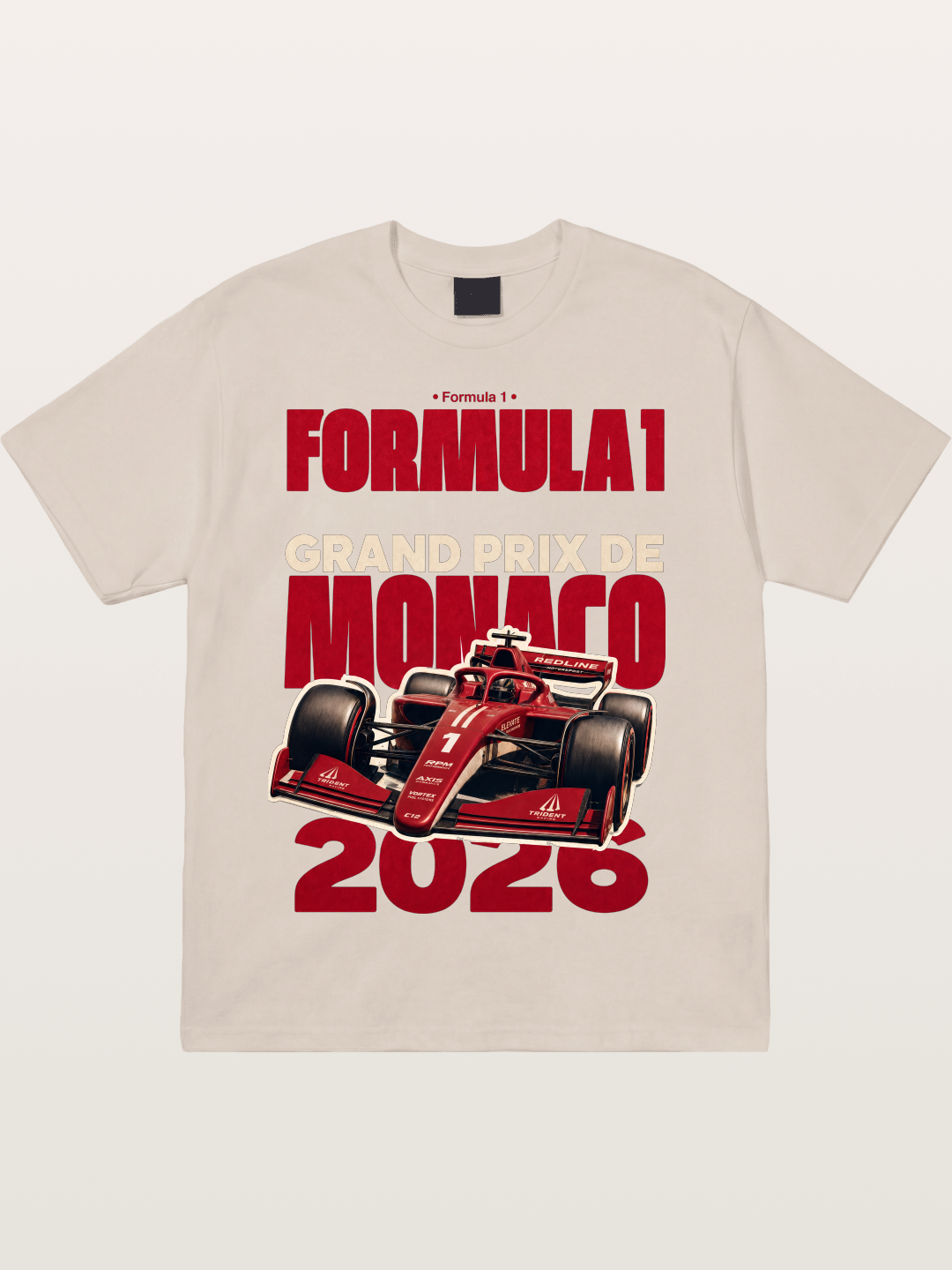 Monaco F1 2026 Red Print Cotton T-shirt