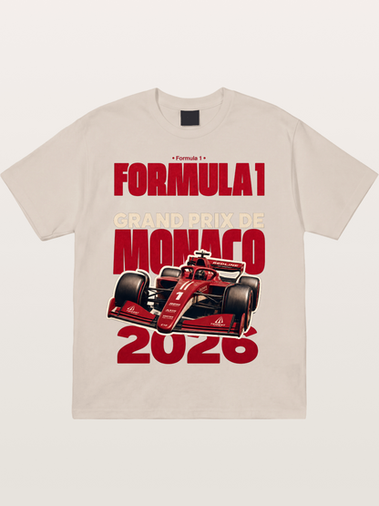 Monaco F1 2026 Red Print Cotton T-shirt