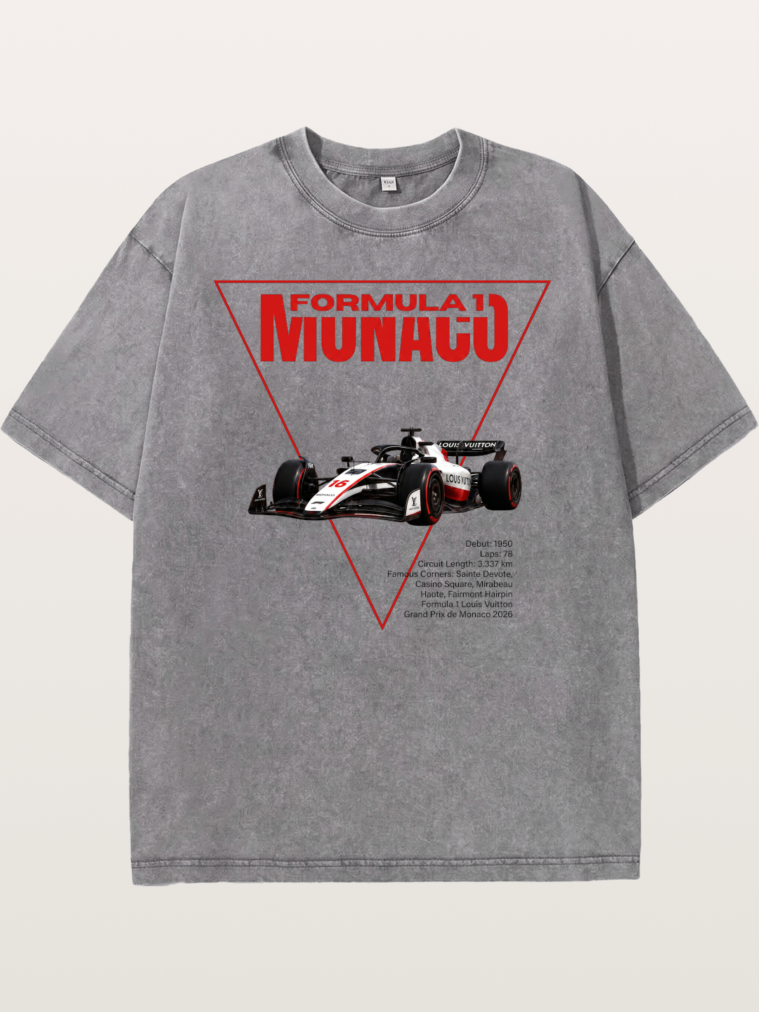 Red Triangle F1 Monaco Artwork Washed T-shirt