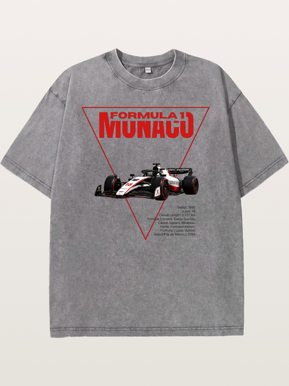 Red Triangle F1 Monaco Artwork Washed T-shirt