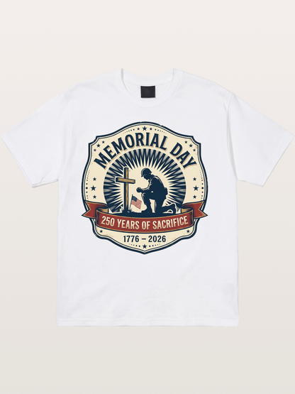 Memorial Day Vintage Sacrifice Badge Cotton T-shirt