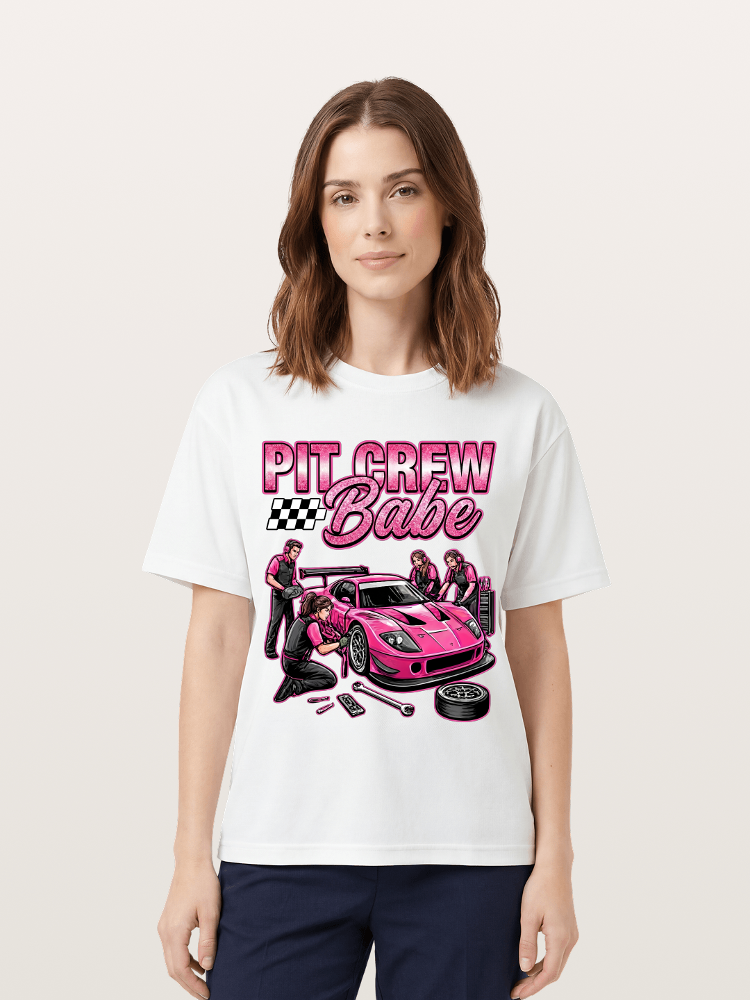 Pit Crew Babe Cotton T-shirt