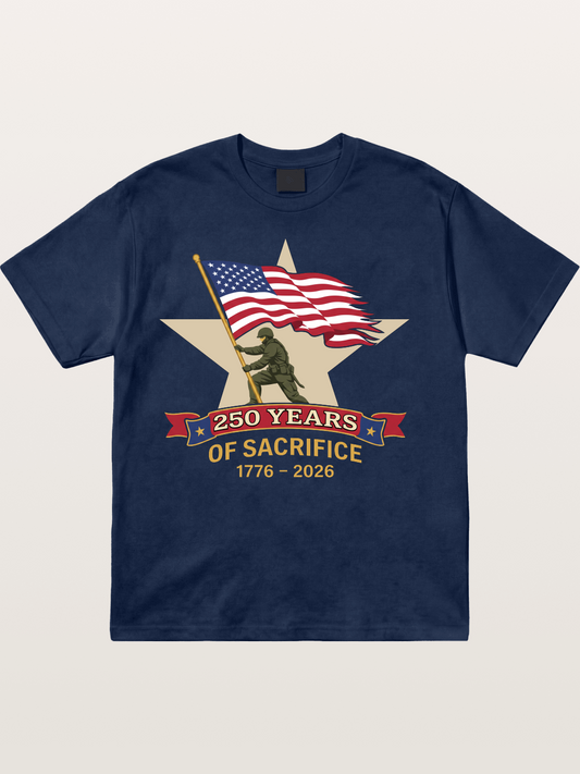 250 Years of Sacrifice Soldier Flag Cotton T-shirt