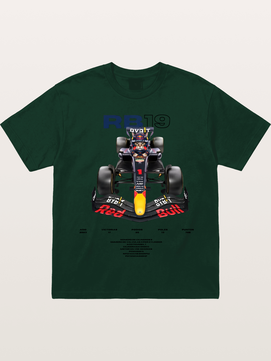 Cat Driving Red Bull F1 Gildan T-shirt