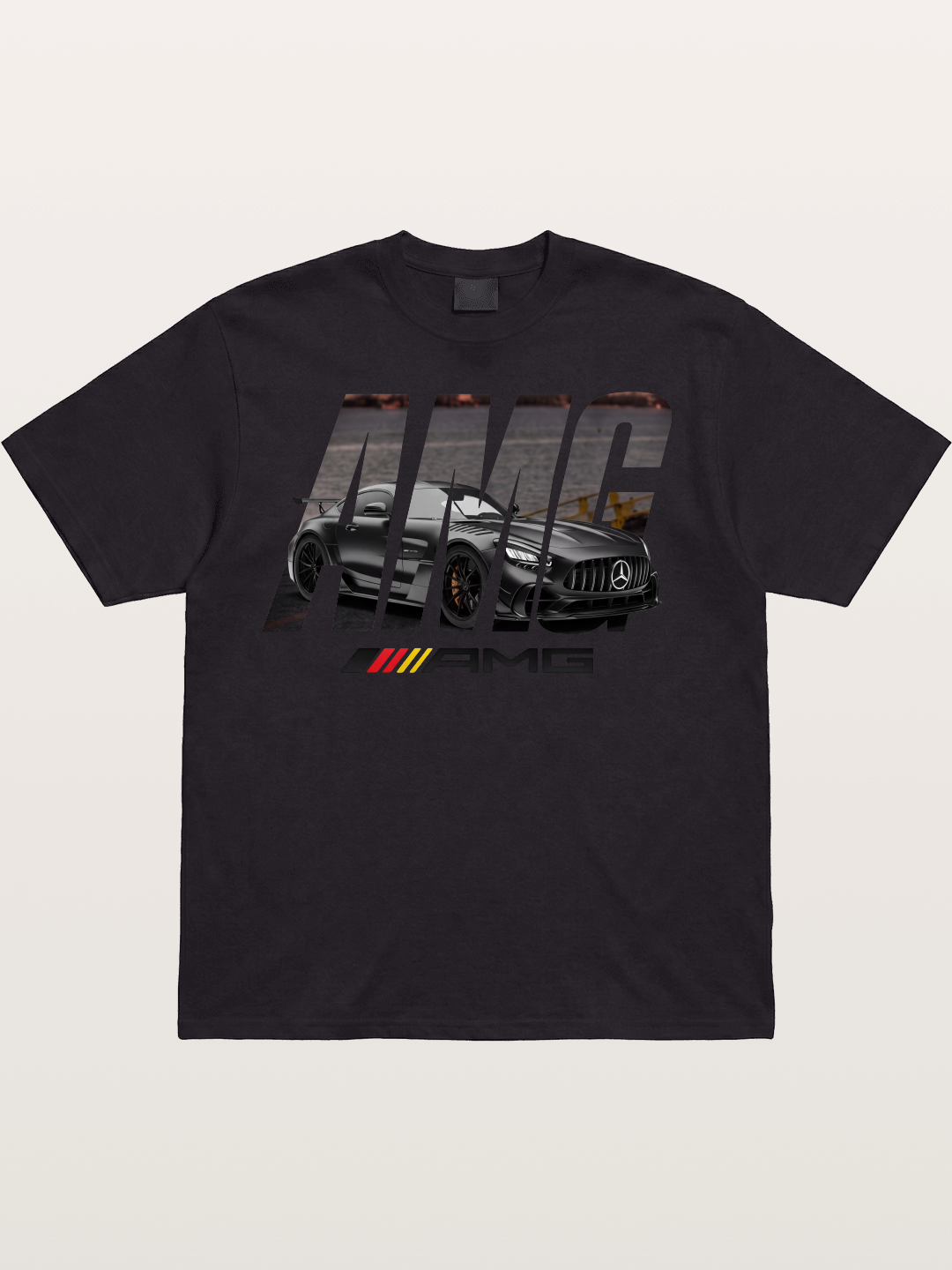 AMG Lettermark Car Print Cotton T-shirt