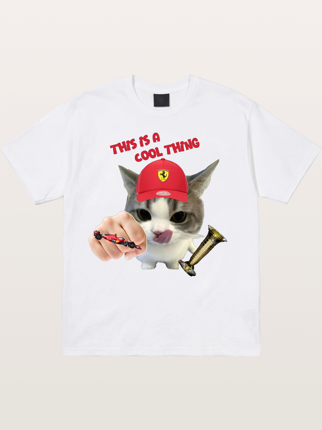 Ferrari Cat F1 Meme Cotton T-shirt