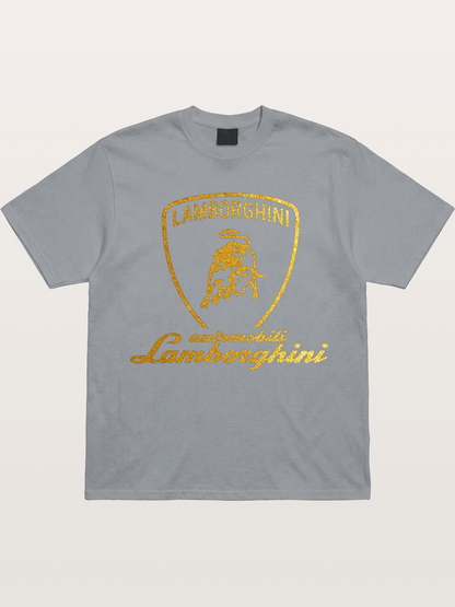 Lamborghini Gold Logo and Bull Shield Gildan T-shirt