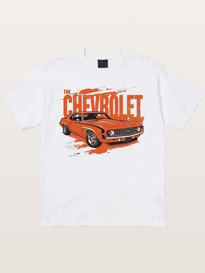 Orange Classic American Car Cotton T-shirt