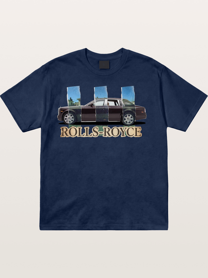 Torn Paper Rolls Royce Collage Cotton T-shirt