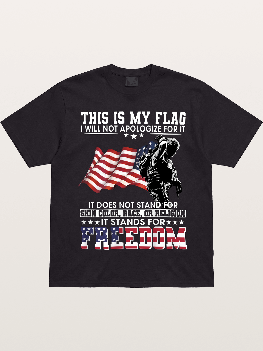 Freedom Soldier American Flag Silhouette Gildan T-shirt