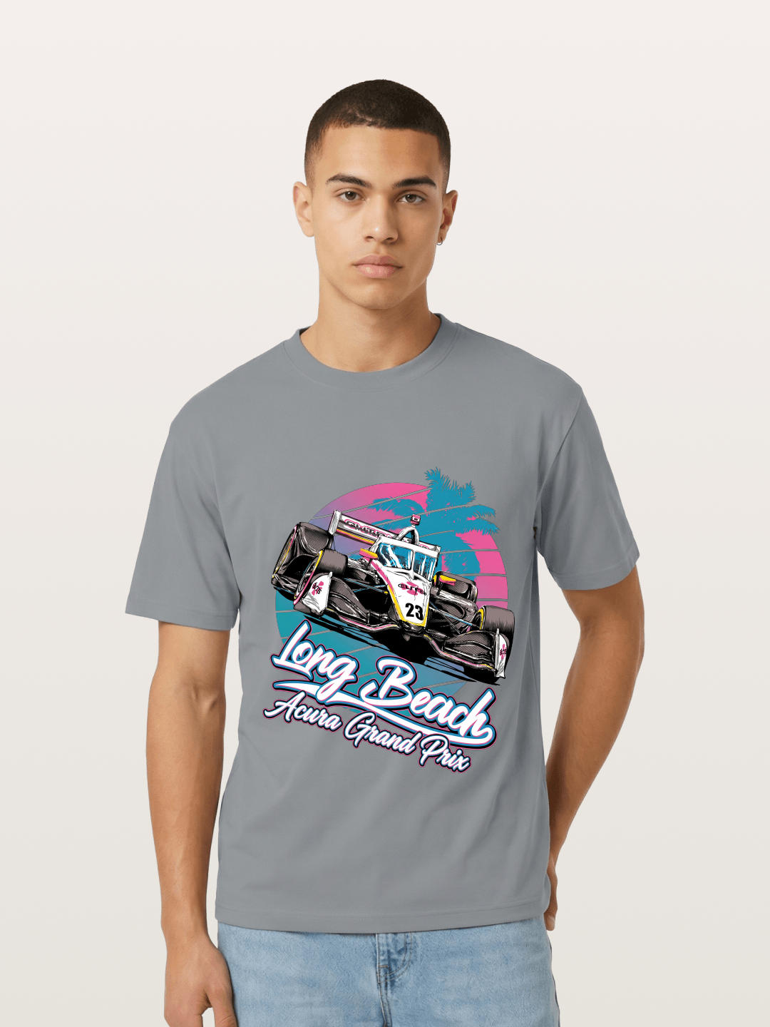 Retro Long Beach Race Graphic Gildan T-shirt