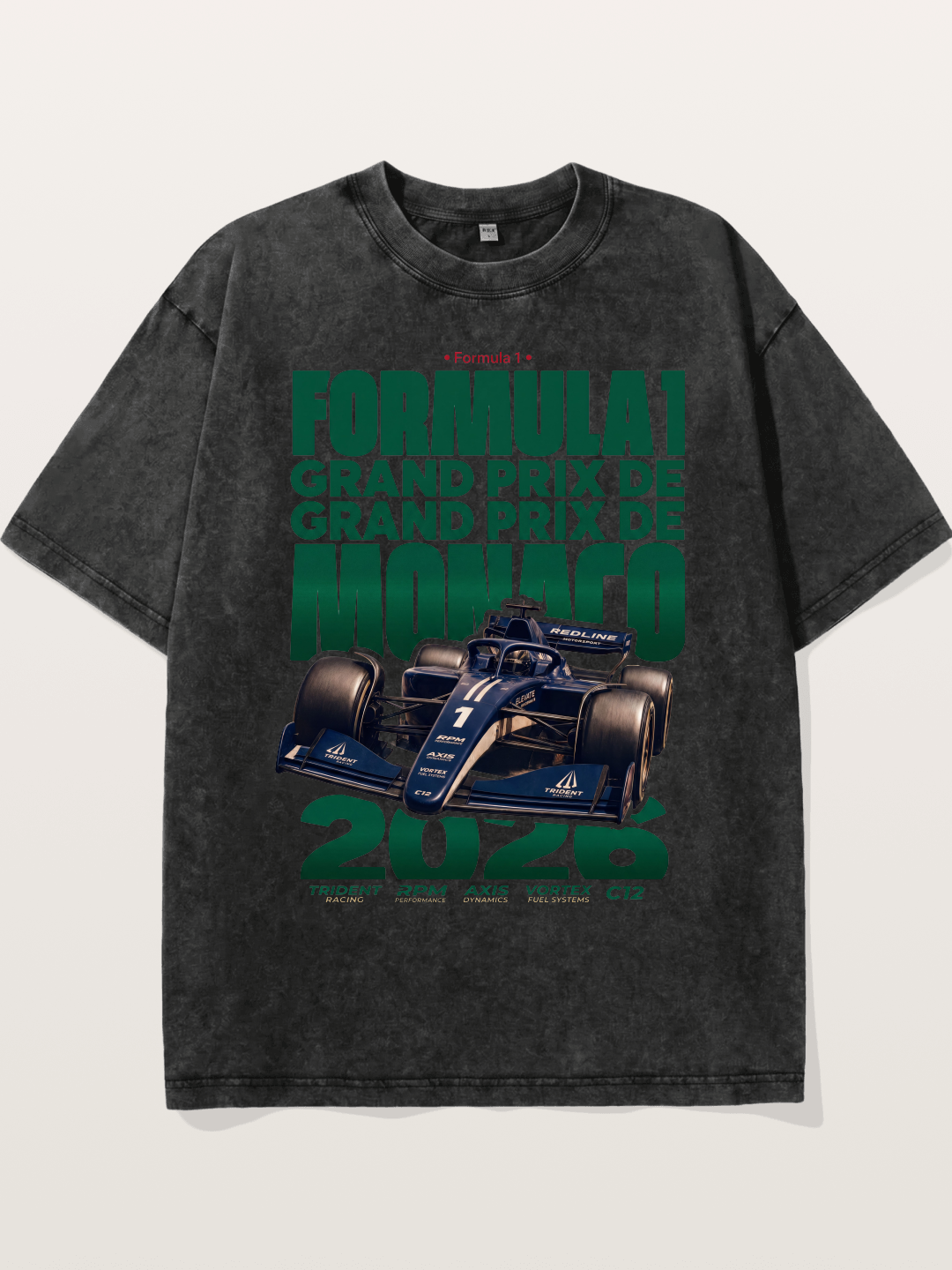 Navy Monaco F1 Grand Prix Art Washed T-shirt