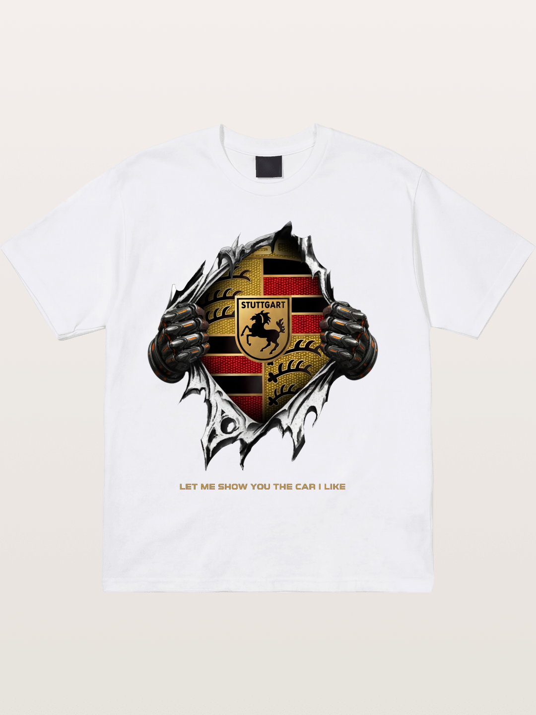 Porsche Crest Tear Through Effect Cotton T-shirt