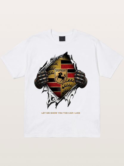 Porsche Crest Tear Through Effect Cotton T-shirt