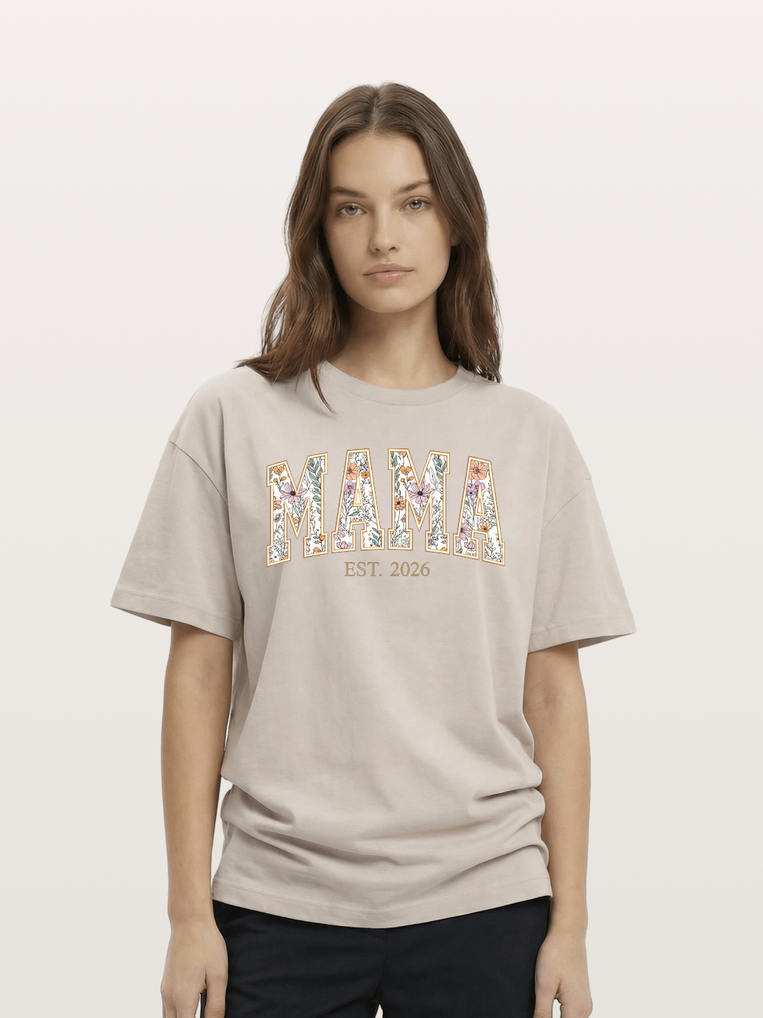 Floral Mama Est 2026 Design Cotton T-shirt