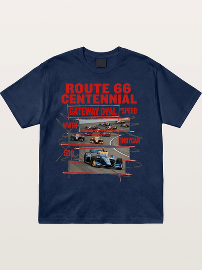 Red Sketch Route66 Race Poster Cotton T-shirt