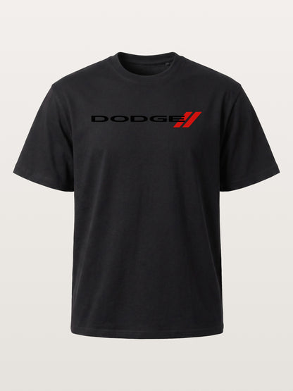 Dodge Red Strip Badge Print Cotton T-shirt