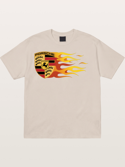 Porsche Crest With Flame Accents Cotton T-shirt
