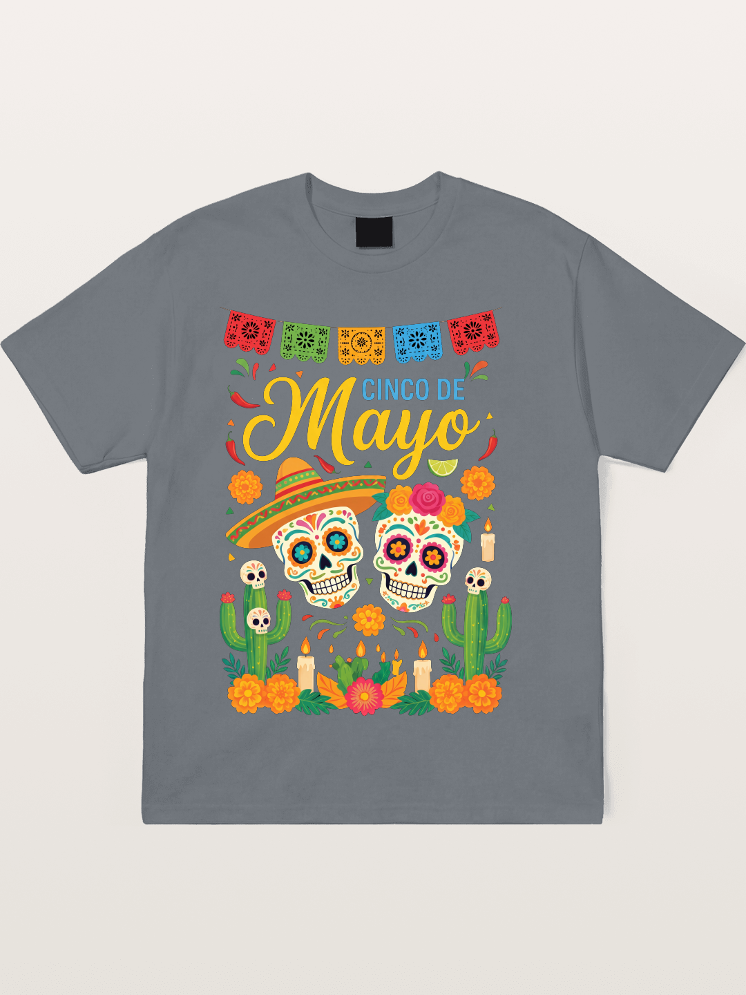 Cinco de Mayo Sugar Skull Fiesta Cotton T-shirt