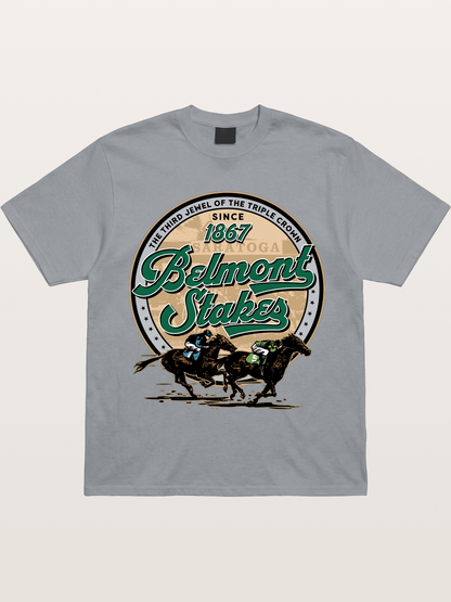 Belmont Stakes Two Horses Racing Gildan T-shirt