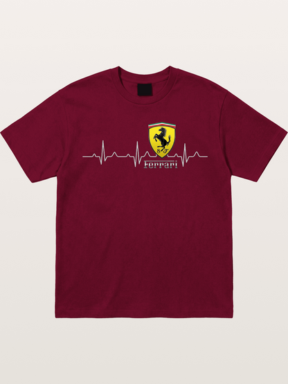 Ferrari Heartbeat ECG Line Design Gildan T-shirt