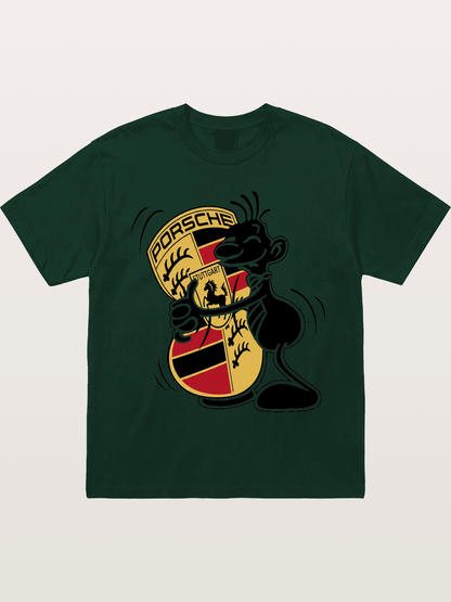Character Hugging Porsche Crest Gildan T-shirt