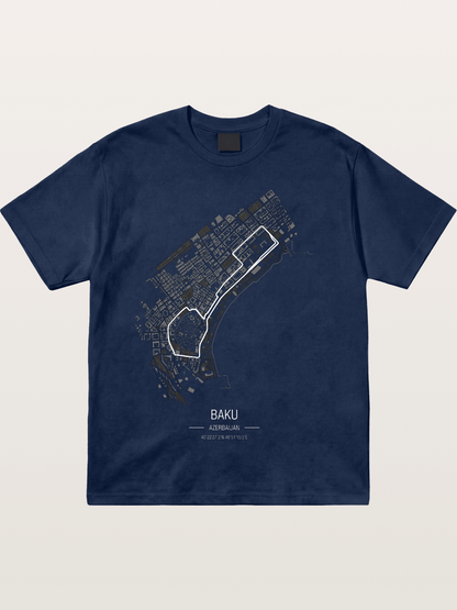 Baku City Circuit F1 Map Cotton T-shirt
