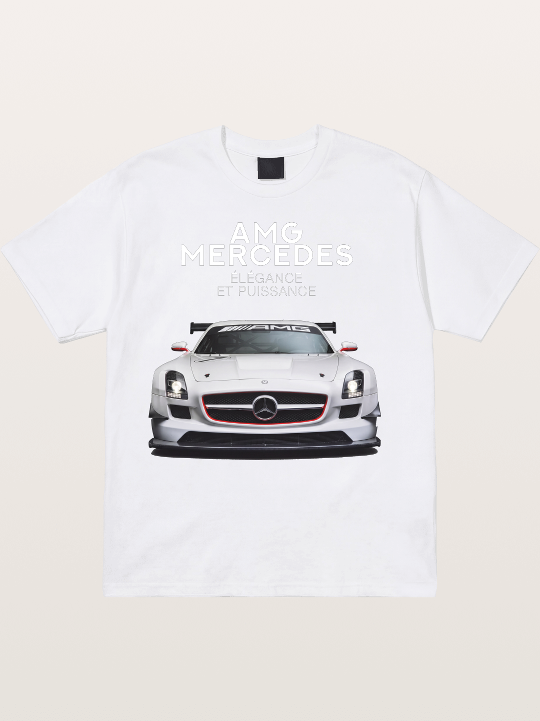 Mercedes AMG SLS White Race Car Cotton T-shirt