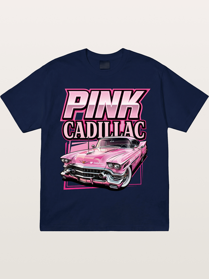Pink Cadillac Classic Car Art Print Gildan T-shirt