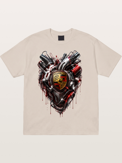 Porsche Mechanical Heart Art Cotton T-shirt