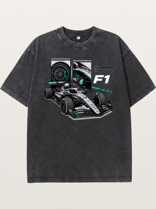 Mercedes Petronas F1 Collage Art Washed T-shirt