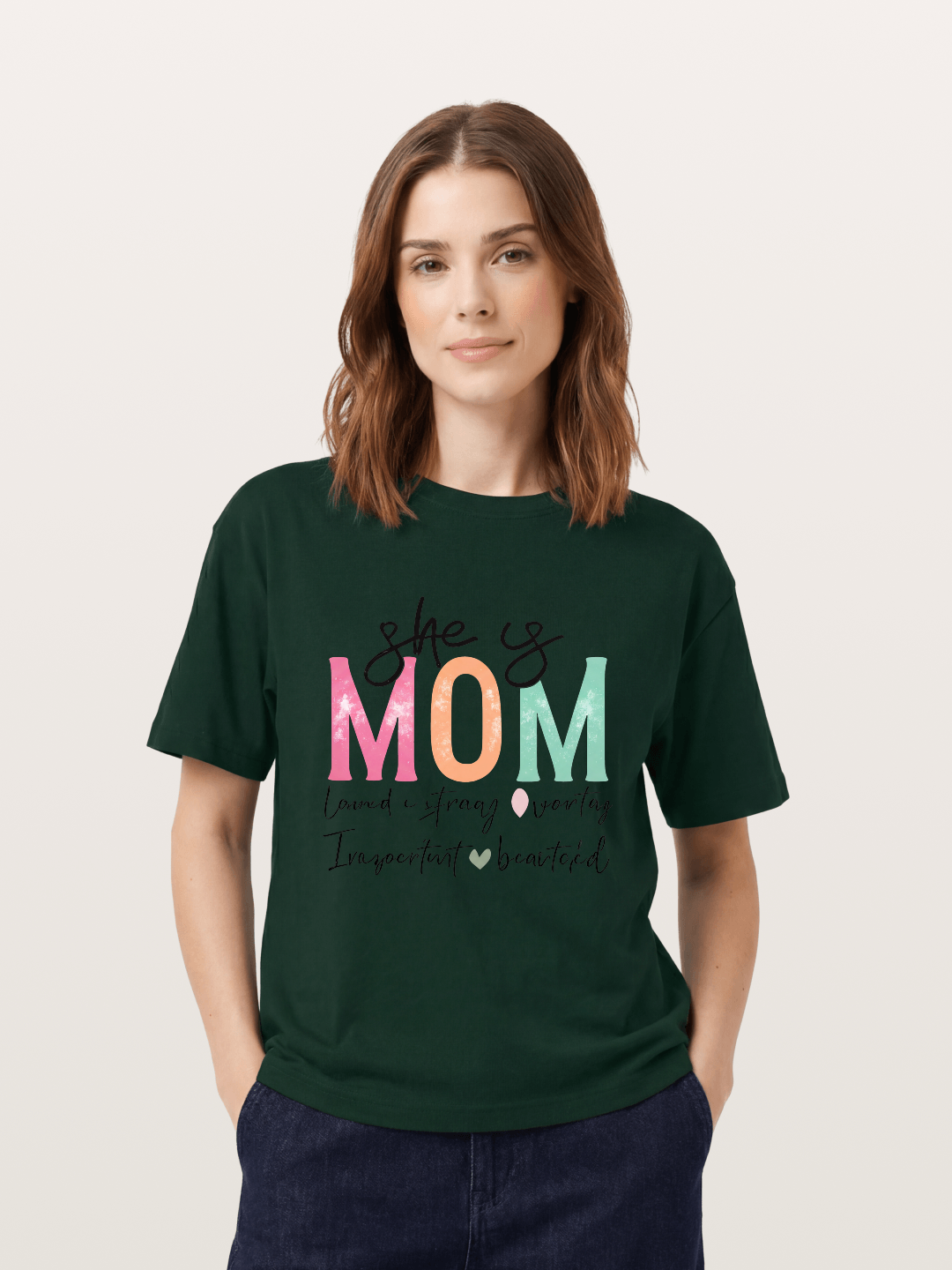 She is Mom Boho Pastel Print Gildan T-shirt