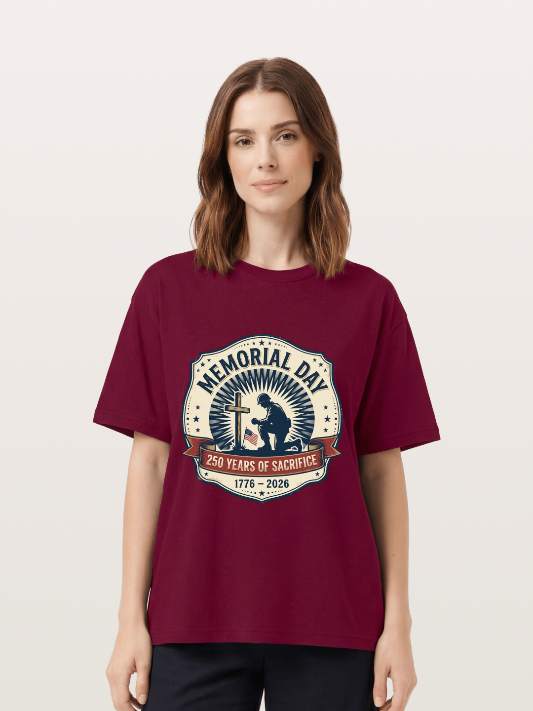 Memorial Day Vintage Sacrifice Badge Gildan T-shirt