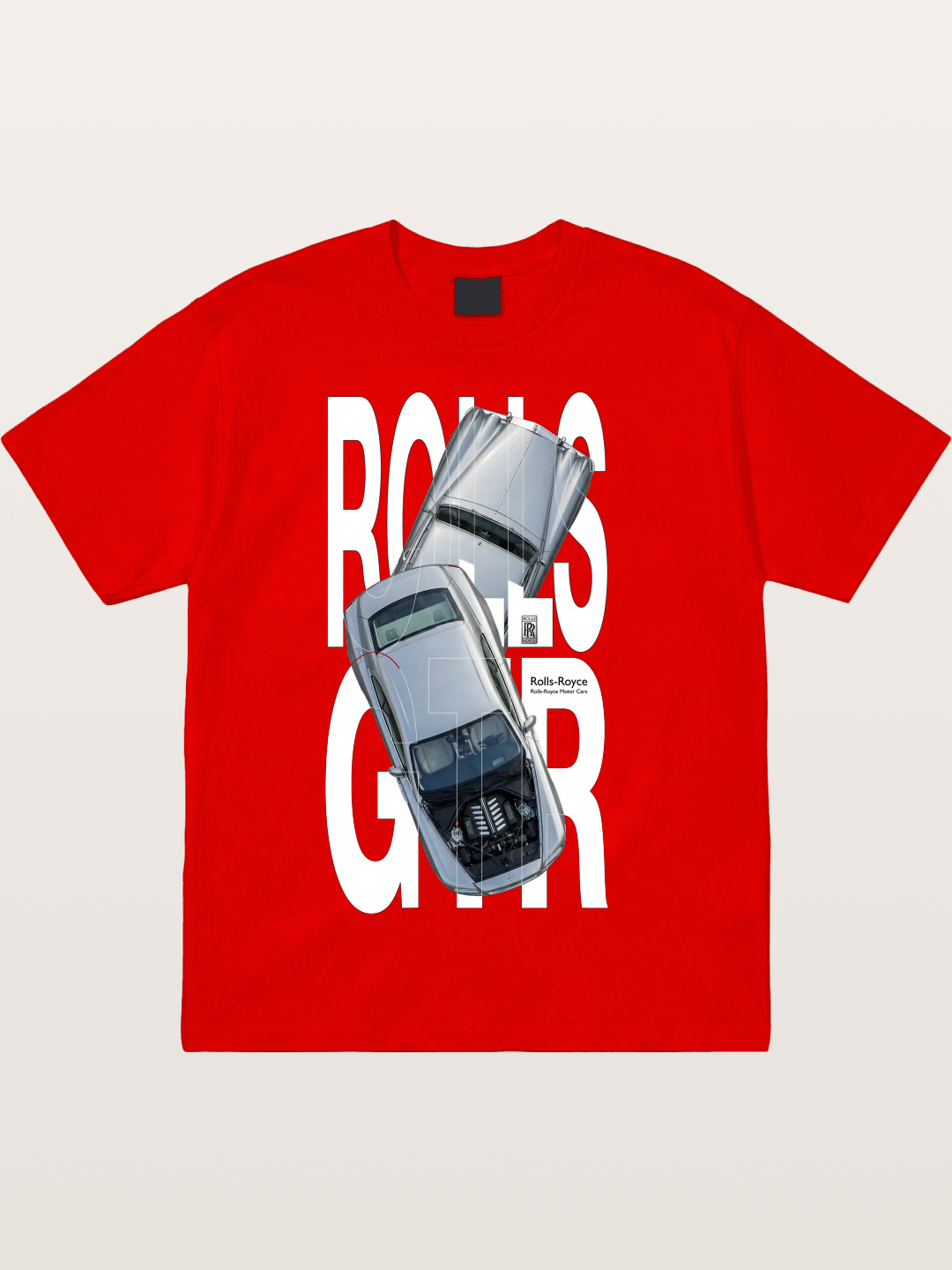 Silver Rolls Royce Overlay Print Cotton T-shirt