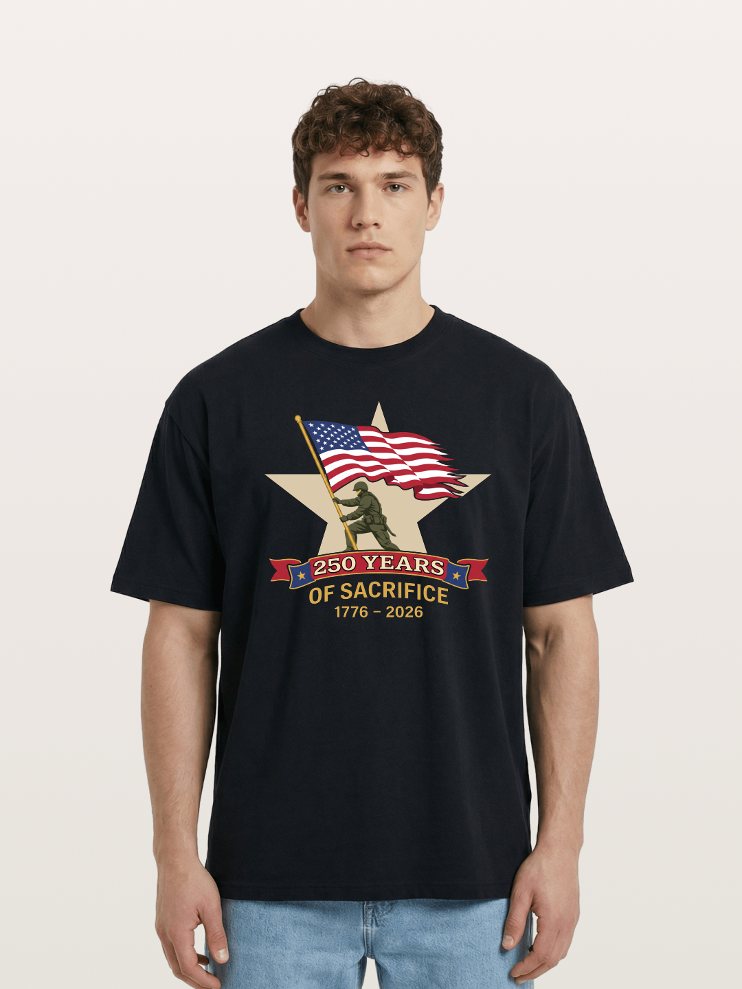250 Years of Sacrifice Soldier Flag Cotton T-shirt