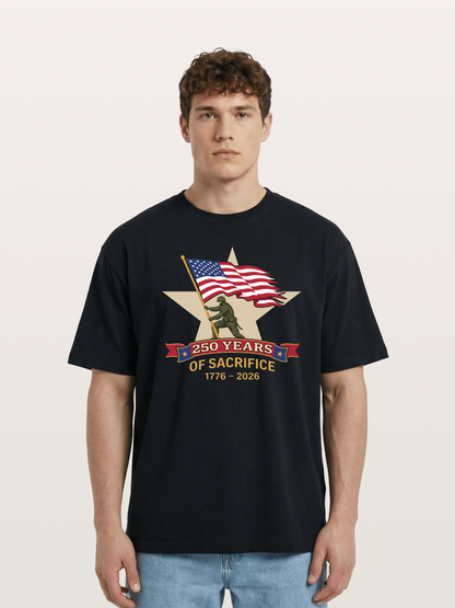 250 Years of Sacrifice Soldier Flag Cotton T-shirt