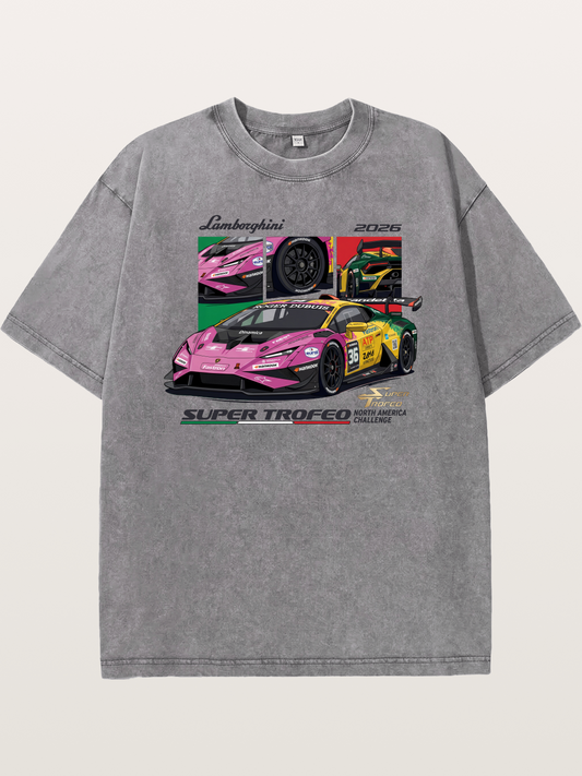 Lamborghini Huracan Pink Yellow Livery Washed T-shirt