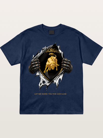 Lamborghini Bull Crest Tear Through Cotton T-shirt