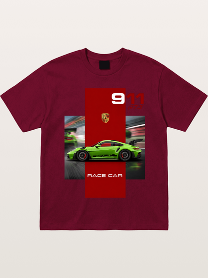 Porsche 911 GT3 Green Race Car Gildan T-shirt
