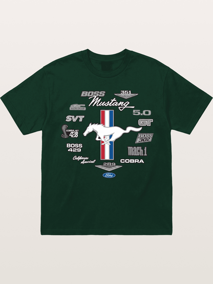 Ford Mustang Generations Badge Collection Gildan T-shirt