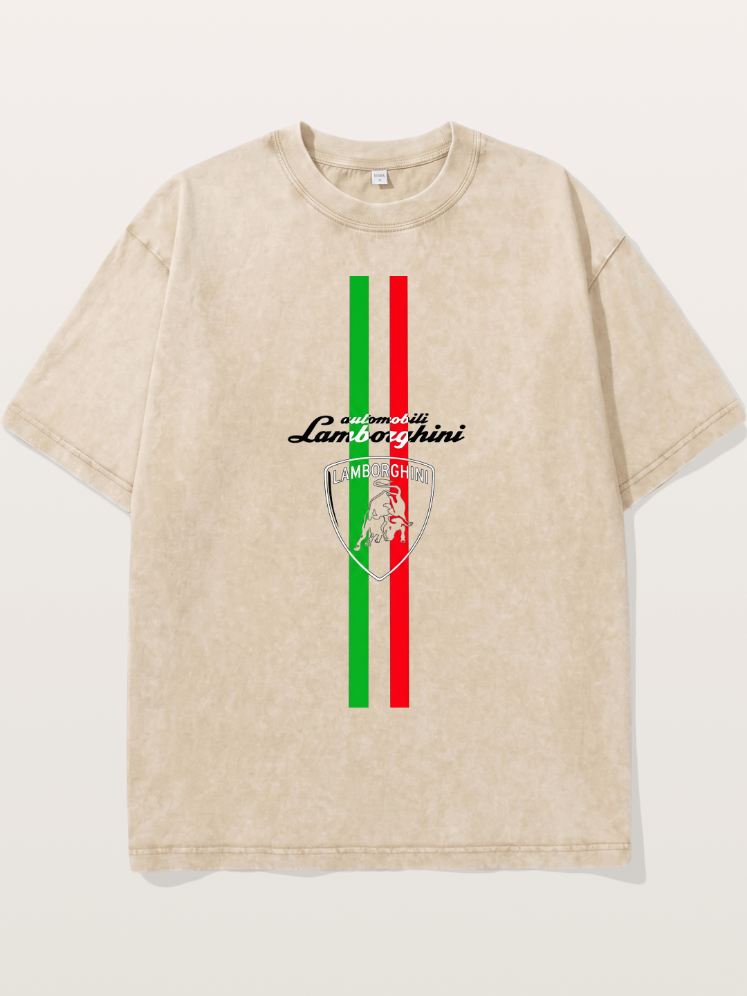 Italian Flag Lamborghini Print Washed T-shirt