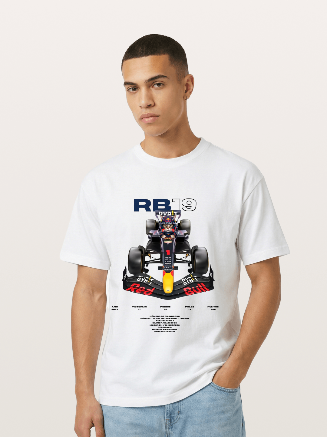 Cat Driving Red Bull F1 Gildan T-shirt