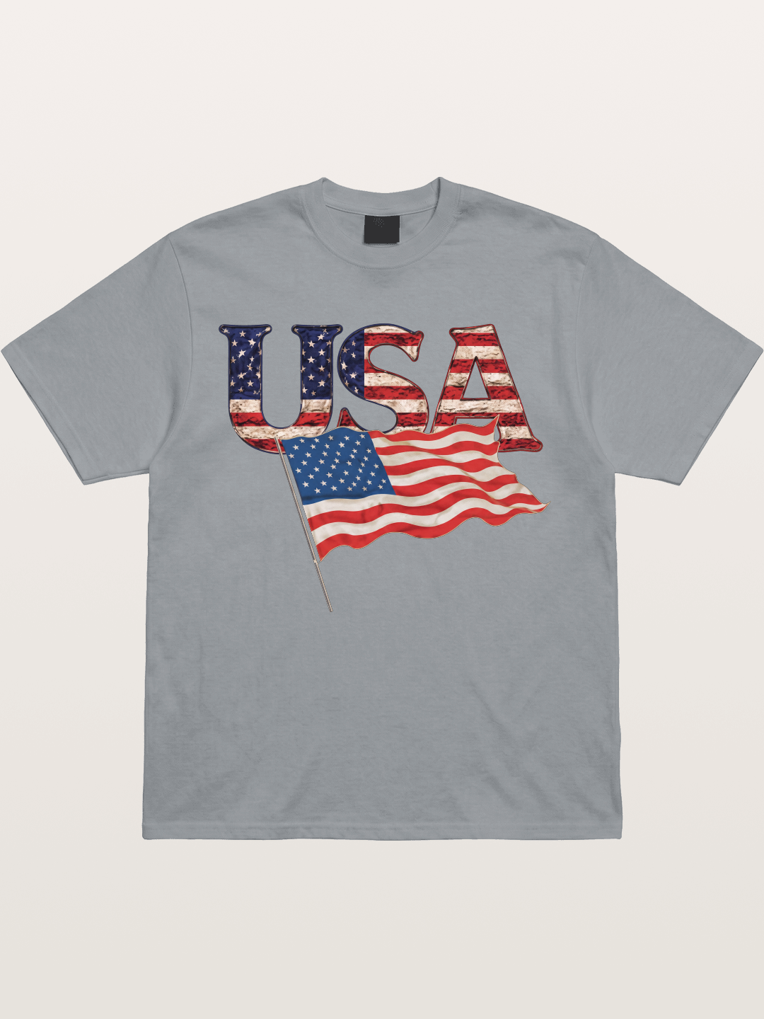 USA Letters American Flag Texture Gildan T-shirt