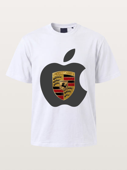 Porsche Crest Inside Apple Outline Cotton T-shirt